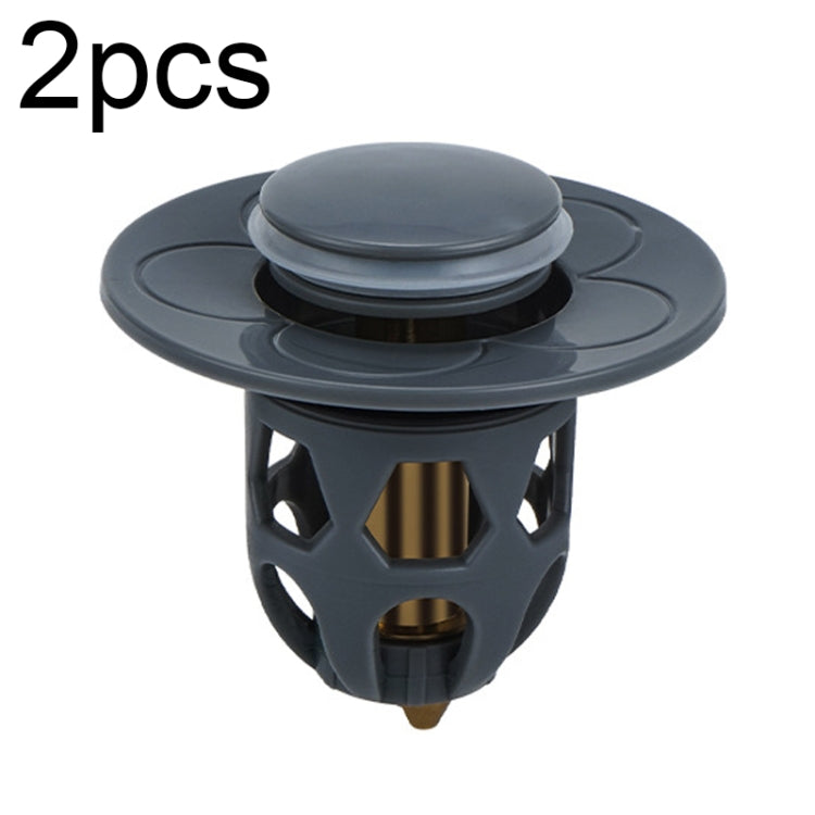 005 2pcs Washbasin Bouncing Core Push-type Deodorant Drain Plug, Specification: Gray