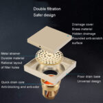 Bathroom Large Displacement Anti-odor Floor Drain, Style: K8011 Gold+Black Straight Row