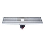 8x30cm Extended Full Copper Strip Floor Drain, Style: K8034 Chrome Plated+Black Straight Row