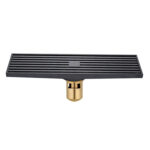 8x30cm Extended Full Copper Strip Floor Drain, Style: K8038 Black Bronze+5.5 Deep Water Seal