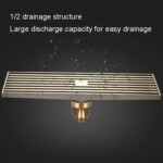 8x30cm Extended Full Copper Strip Floor Drain, Style: K8038 Black Bronze+5.5 Deep Water Seal