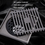 Full Copper Odor Proof Floor Drain, Style: K7006QH Gray Dual Use+Magnetic Suspension