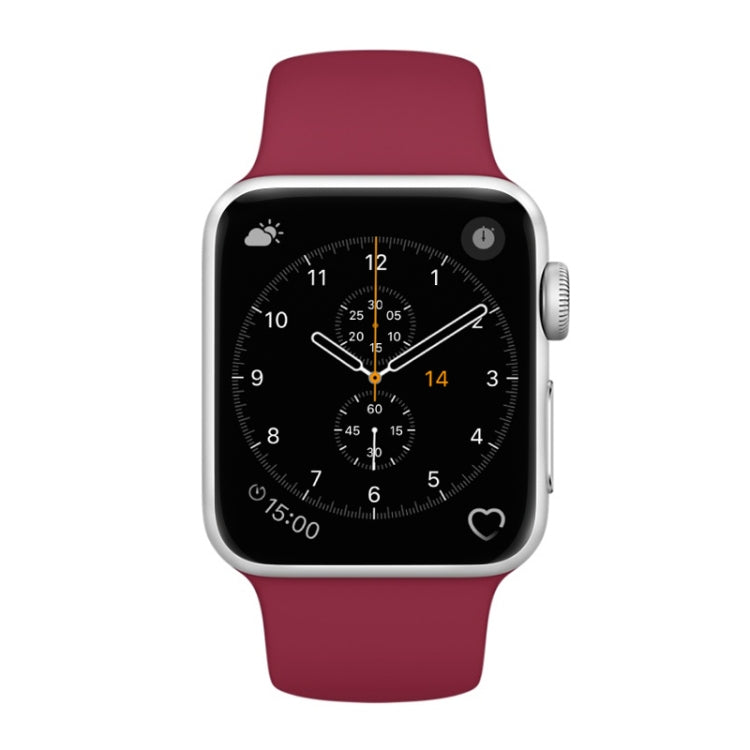 For Apple Watch Series 3 & 2 & 1 38mm Fashion Simple Style Silicone Wrist Watch Band (Red)