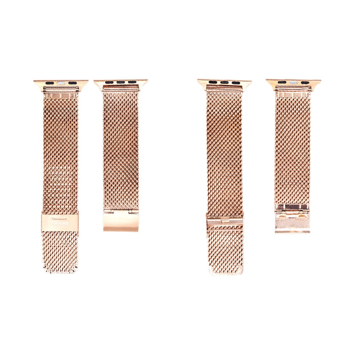 304 Stainless Steel Milanese Watch Band with Connector For Apple Watch Series 8&7 41mm / SE 2&6&SE&5&4 40mm / 3&2&1 38mm(Rose Gold)