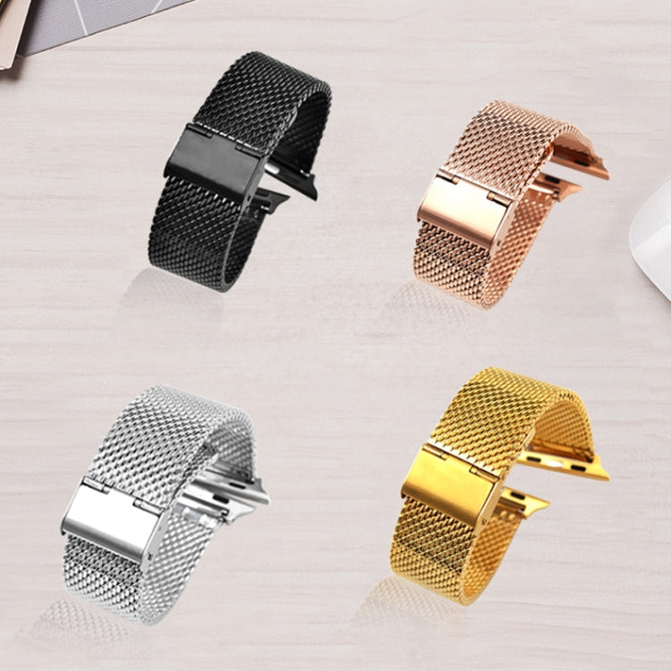 304 Stainless Steel Milanese Watch Band with Connector For Apple Watch Series 8&7 41mm / SE 2&6&SE&5&4 40mm / 3&2&1 38mm(Gold)