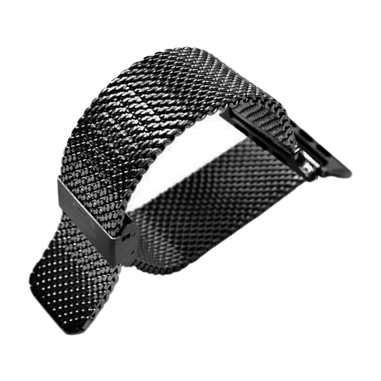 304 Stainless Steel Milanese Watch Band with Connector For Apple Watch Ultra 49mm / Series 8&7 45mm / SE 2&6&SE&5&4 44mm / 3&2&1 42mm(Black)