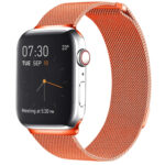 Milanese Loop Magnetic Stainless Steel Watch Band for Apple Watch Series 8&7 41mm / SE 2&6&SE&5&4 40mm / 3&2&1 38mm(Orange)