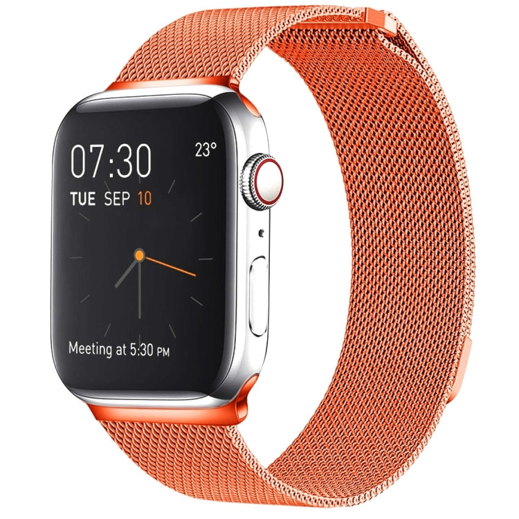 Milanese Loop Magnetic Stainless Steel Watch Band for Apple Watch Series 8&7 41mm / SE 2&6&SE&5&4 40mm / 3&2&1 38mm(Orange)