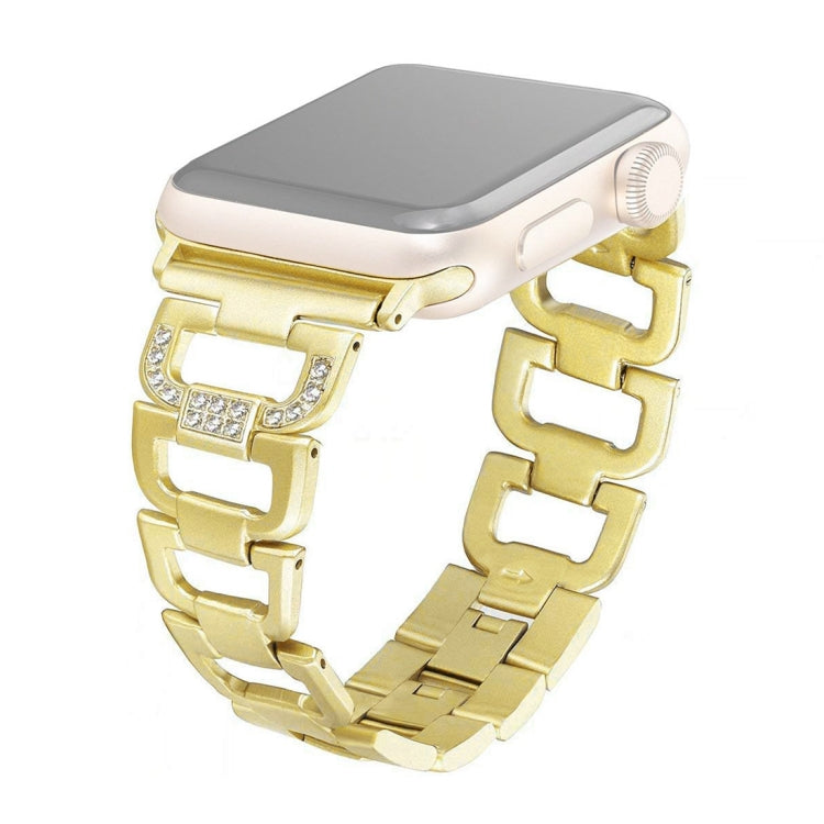 Colorful Diamond Stainless Steel Watch Band for Apple Watch Series 7 41mm / 6 & SE & 5 & 4 40mm / 3 & 2 & 1 38mm(Gold)