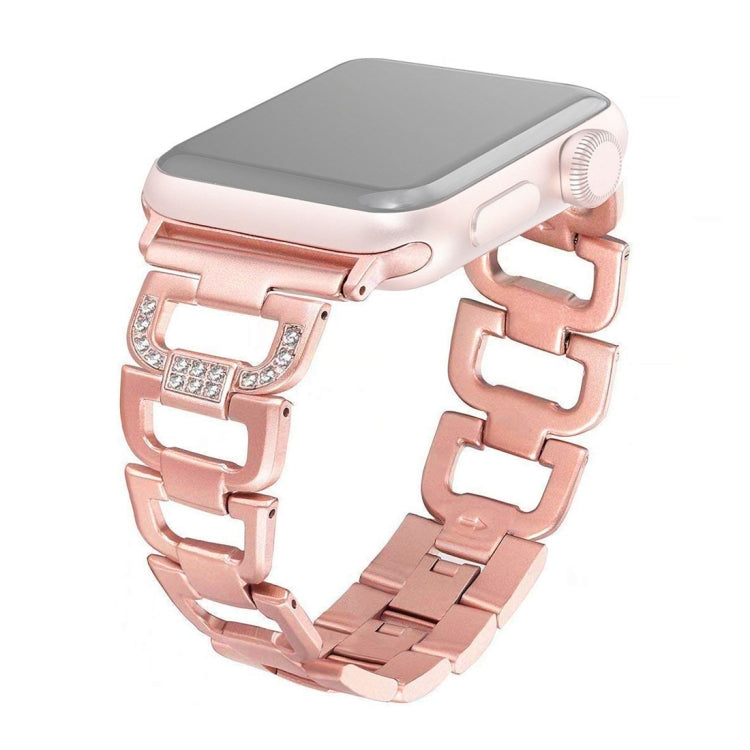 Colorful Diamond Stainless Steel Watch Band for Apple Watch Series 7 41mm / 6 & SE & 5 & 4 40mm / 3 & 2 & 1 38mm(Rose Gold)
