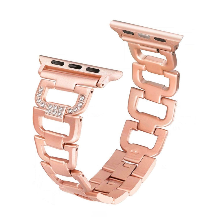 Colorful Diamond Stainless Steel Watch Band for Apple Watch Series 7 41mm / 6 & SE & 5 & 4 40mm / 3 & 2 & 1 38mm(Rose Gold)