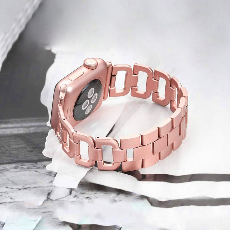 Colorful Diamond Stainless Steel Watch Band for Apple Watch Series 7 41mm / 6 & SE & 5 & 4 40mm / 3 & 2 & 1 38mm(Rose Gold)