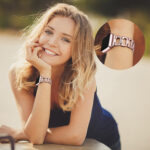 Colorful Diamond Stainless Steel Watch Band for Apple Watch Series 7 41mm / 6 & SE & 5 & 4 40mm / 3 & 2 & 1 38mm(Rose Gold)