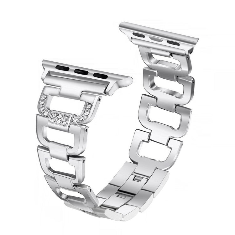 Colorful Diamond Stainless Steel Watch Band for Apple Watch Series 7 41mm / 6 & SE & 5 & 4 40mm / 3 & 2 & 1 38mm(Silver)