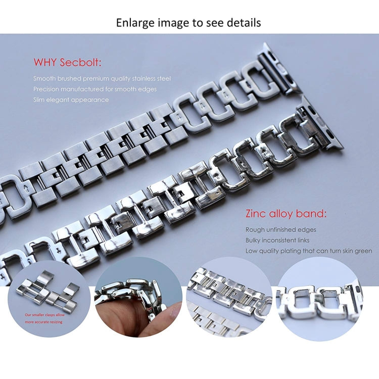 Colorful Diamond Stainless Steel Watch Band for Apple Watch Series 7 41mm / 6 & SE & 5 & 4 40mm / 3 & 2 & 1 38mm(Silver)