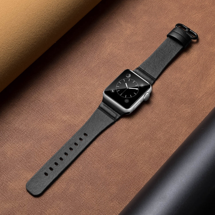 Genuine Leather Watch Bands For Apple Watch Series 7 45mm / 6 & SE & 5 & 4 44mm / 3 & 2 & 1 42mm(Black)