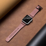 Genuine Leather Watch Bands For Apple Watch Series 7 45mm / 6 & SE & 5 & 4 44mm / 3 & 2 & 1 42mm(Pink)