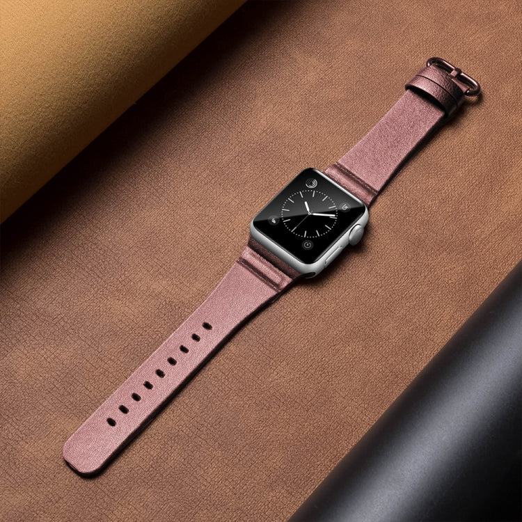 Genuine Leather Watch Bands For Apple Watch Series 7 45mm / 6 & SE & 5 & 4 44mm / 3 & 2 & 1 42mm(Pink)