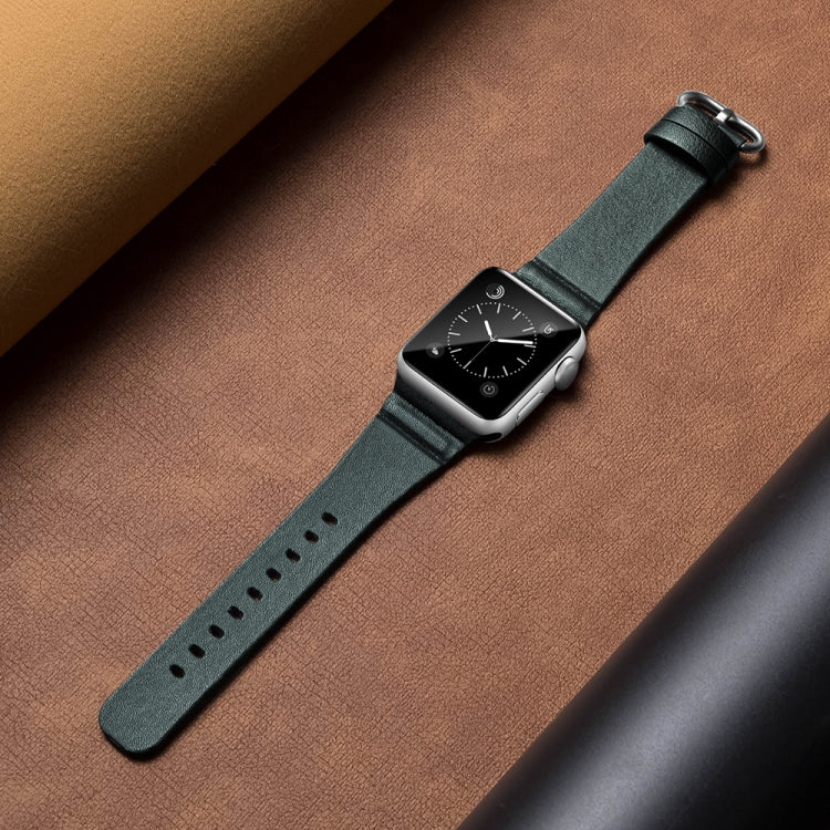 Genuine Leather Watch Bands For Apple Watch Series 7 45mm / 6 & SE & 5 & 4 44mm / 3 & 2 & 1 42mm(Green)