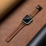 Genuine Leather Watch Bands For Apple Watch Series 7 45mm / 6 & SE & 5 & 4 44mm / 3 & 2 & 1 42mm(Brown)