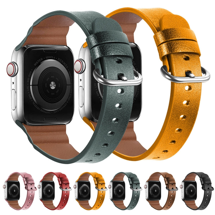 Genuine Leather Watch Bands For Apple Watch Series 7 45mm / 6 & SE & 5 & 4 44mm / 3 & 2 & 1 42mm(Brown)