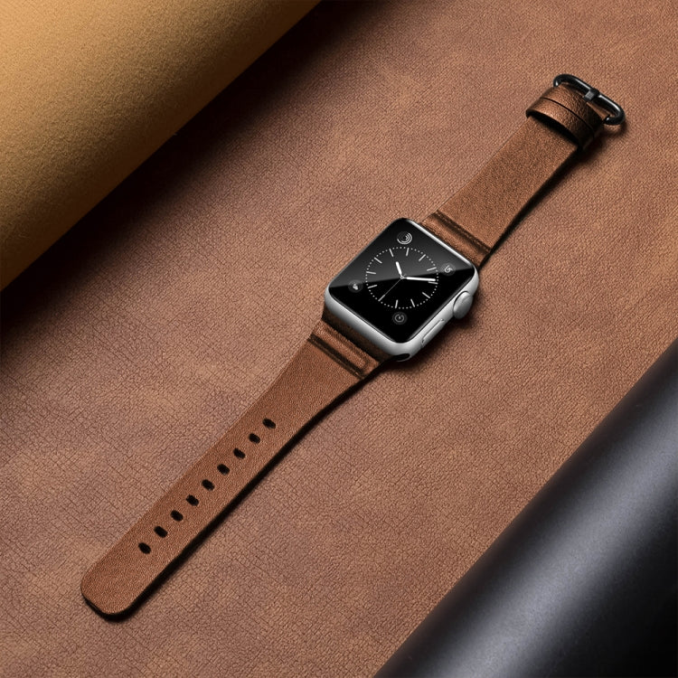 Genuine Leather Watch Bands For Apple Watch Series 7 41mm / 6 & SE & 5 & 4 40mm / 3 & 2 & 1 38mm(Brown)