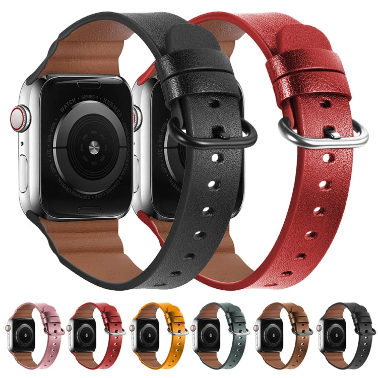 Genuine Leather Watch Bands For Apple Watch Series 7 41mm / 6 & SE & 5 & 4 40mm / 3 & 2 & 1 38mm(Pink)