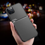 For iPhone 12 / 12 Pro Classic Tilt Strip Grain Magnetic Shockproof PC + TPU Case(Black)