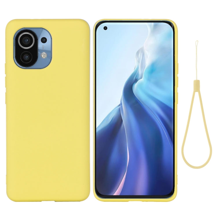 For Xiaomi Mi 11 5G Pure Color Liquid Silicone Shockproof Full Coverage Case(Yellow)