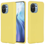 For Xiaomi Mi 11 5G Pure Color Liquid Silicone Shockproof Full Coverage Case(Yellow)