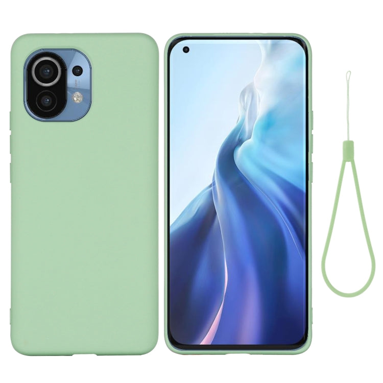 For Xiaomi Mi 11 5G Pure Color Liquid Silicone Shockproof Full Coverage Case(Green)