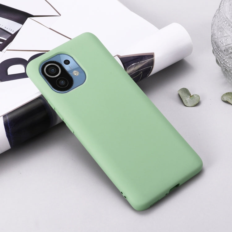 For Xiaomi Mi 11 5G Pure Color Liquid Silicone Shockproof Full Coverage Case(Green)