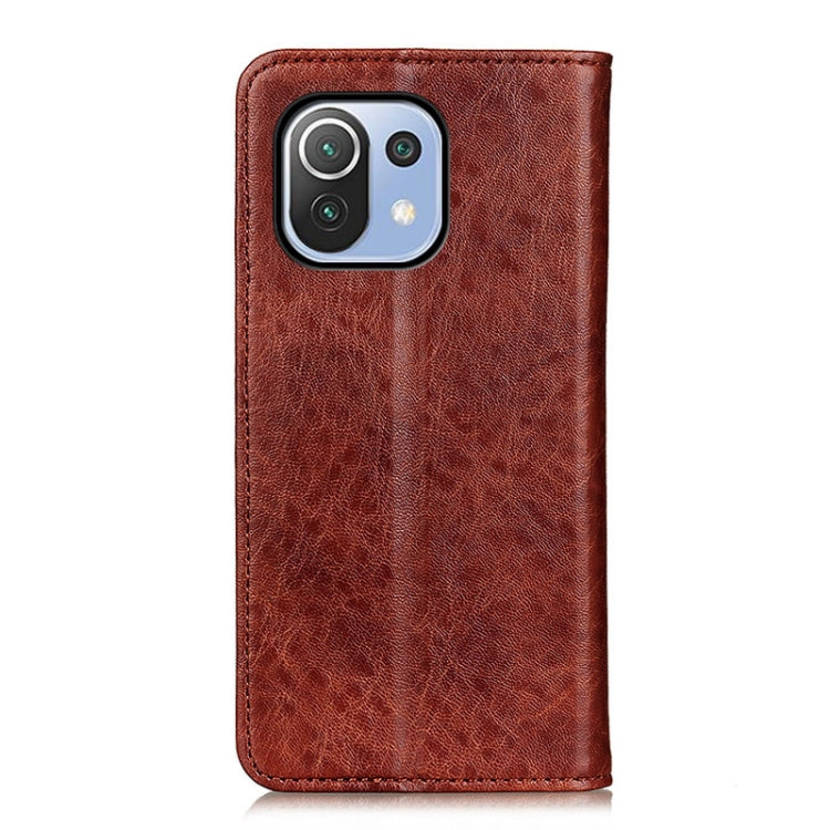 For Xiaomi Mi 11 Lite 5G / 4G Magnetic Crazy Horse Texture Horizontal Flip Leather Case with Holder & Card Slots & Wallet(Brown)