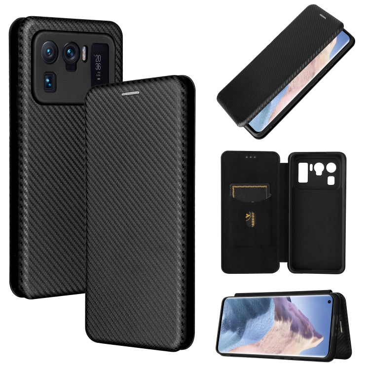For Xiaomi Mi 11 Ultra Carbon Fiber Texture Horizontal Flip TPU + PC + PU Leather Case with Card Slot(Black)