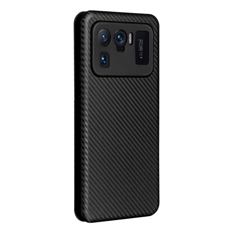 For Xiaomi Mi 11 Ultra Carbon Fiber Texture Horizontal Flip TPU + PC + PU Leather Case with Card Slot(Black)