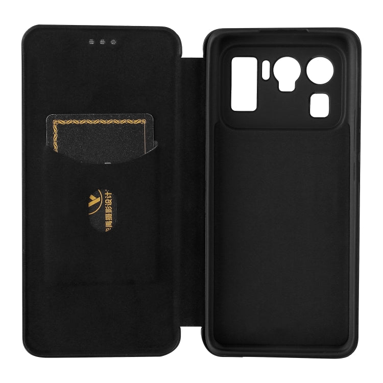 For Xiaomi Mi 11 Ultra Carbon Fiber Texture Horizontal Flip TPU + PC + PU Leather Case with Card Slot(Black)