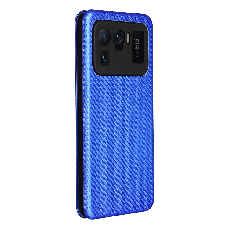 For Xiaomi Mi 11 Ultra Carbon Fiber Texture Horizontal Flip TPU + PC + PU Leather Case with Card Slot(Blue)