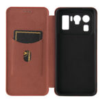 For Xiaomi Mi 11 Ultra Carbon Fiber Texture Horizontal Flip TPU + PC + PU Leather Case with Card Slot(Brown)