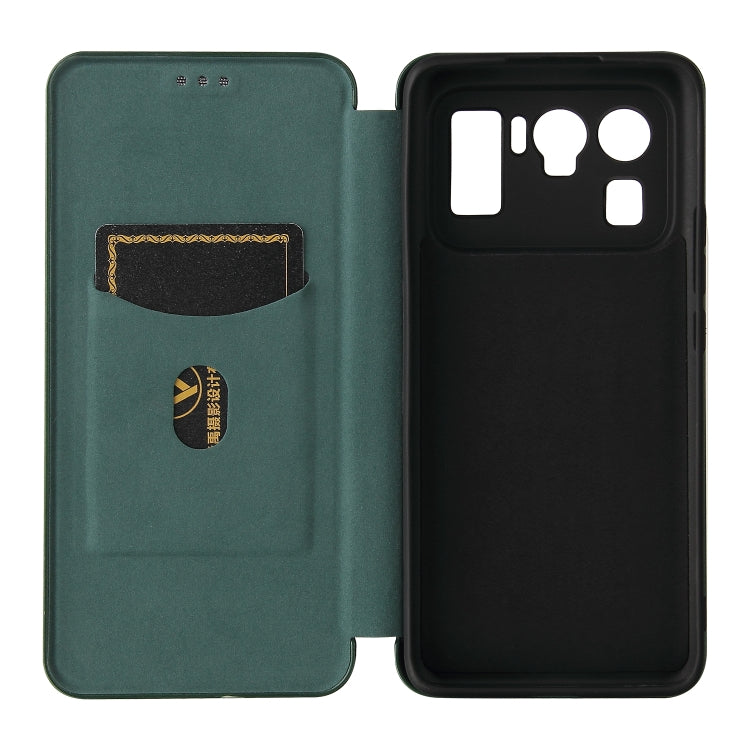 For Xiaomi Mi 11 Ultra Carbon Fiber Texture Horizontal Flip TPU + PC + PU Leather Case with Card Slot(Green)