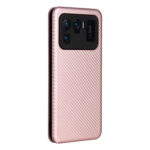 For Xiaomi Mi 11 Ultra Carbon Fiber Texture Horizontal Flip TPU + PC + PU Leather Case with Card Slot(Pink)