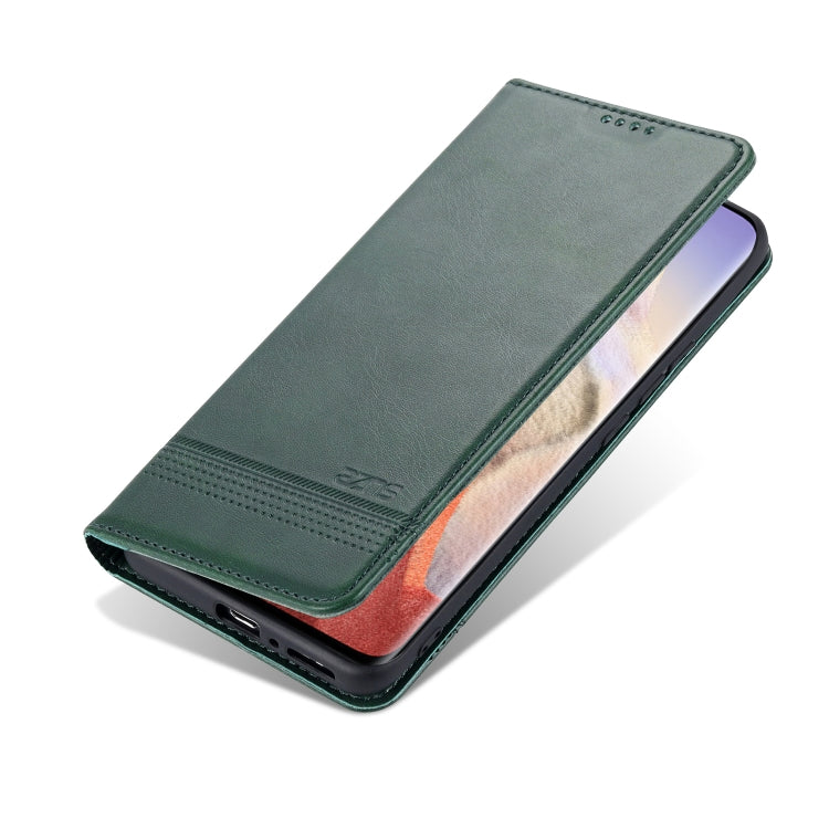 For Xiaomi Mi 11 Ultra AZNS Magnetic Calf Texture Horizontal Flip Leather Case with Card Slots & Holder & Wallet(Dark Green)