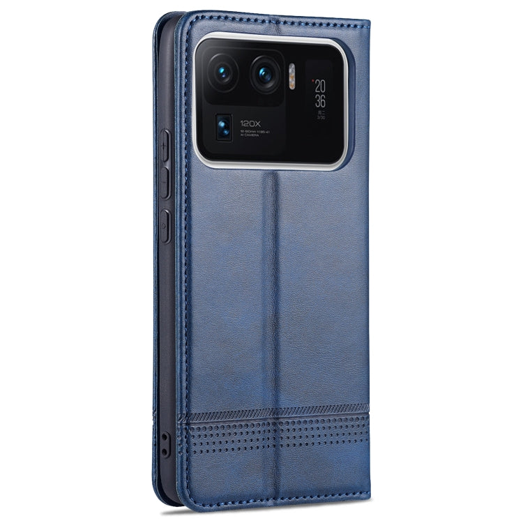 For Xiaomi Mi 11 Ultra AZNS Magnetic Calf Texture Horizontal Flip Leather Case with Card Slots & Holder & Wallet(Dark Blue)