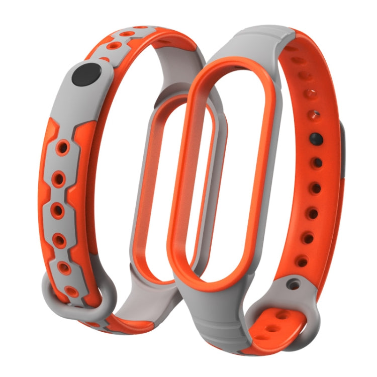 For Xiaomi Mi Band 6 / Band 5 Two-color Silicone Breathable Replacement Watchbands(Gray Orange)