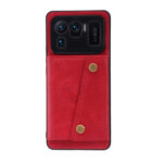 For Xiaomi Mi 11 Ultra Double Buckle PU + TPU Shockproof Magnetic Protective Case with Card Slot & Holder(Red)