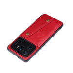 For Xiaomi Mi 11 Ultra Double Buckle PU + TPU Shockproof Magnetic Protective Case with Card Slot & Holder(Red)