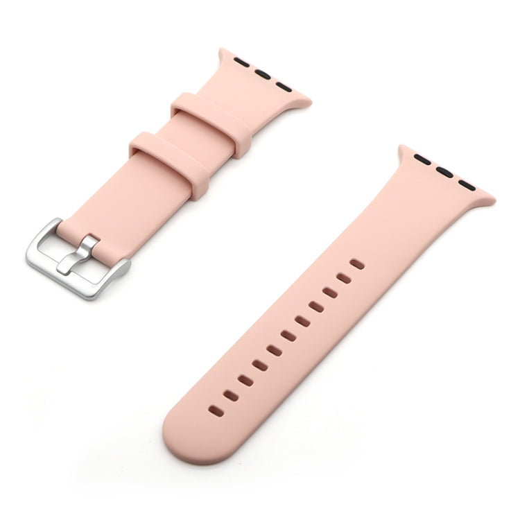 Silver Buckle Silicone Watch Band For Apple Watch Series 8&7 41mm / SE 2&6&SE&5&4 40mm / 3&2&1 38mm(Pink Sand)