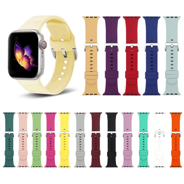 Silver Buckle Silicone Watch Band For Apple Watch Series 8&7 41mm / SE 2&6&SE&5&4 40mm / 3&2&1 38mm(Black)