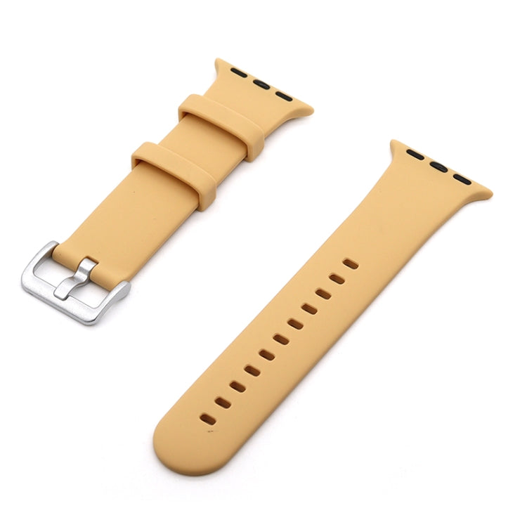 Silver Buckle Silicone Watch Band For Apple Watch Ultra 49mm / Series 8&7 45mm / SE 2&6&SE&5&4 44mm / 3&2&1 42mm(Walnut)