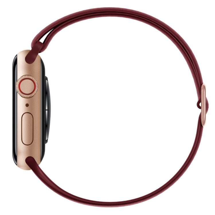 Elasticity Silicone Strap Watch Band For Apple Watch Series 8&7 41mm / SE 2&6&SE&5&4 40mm / 3&2&1 38mm(Wine Red)