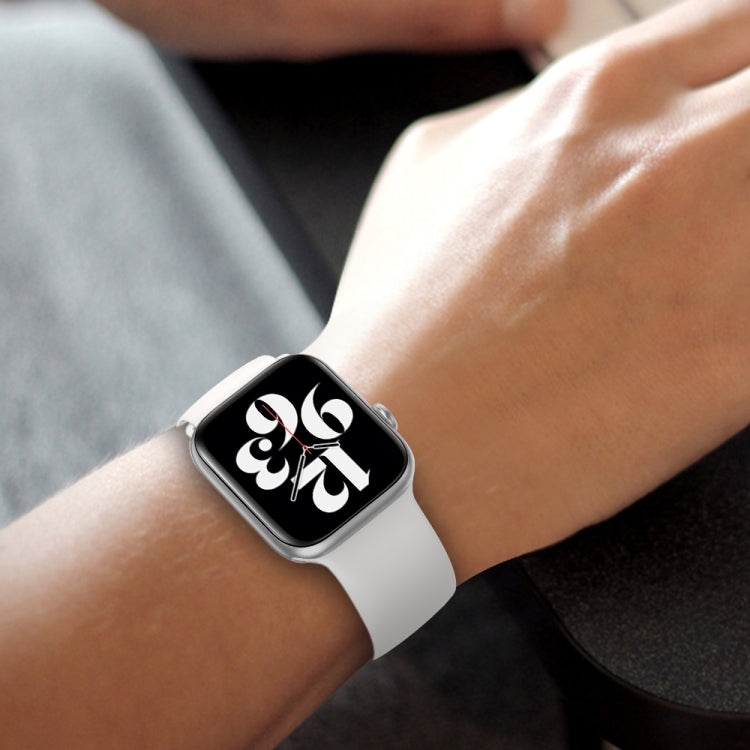 Elasticity Silicone Strap Watch Band For Apple Watch Ultra 49mm / Series 8&7 45mm / SE 2&6&SE&5&4 44mm / 3&2&1 42mm(White)